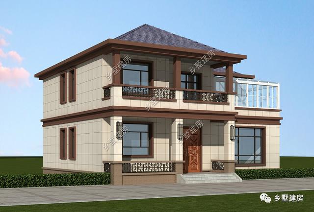 新中式二層別墅設計圖，4套房+陽光房，21萬輕松享受多彩農(nóng)村生活！