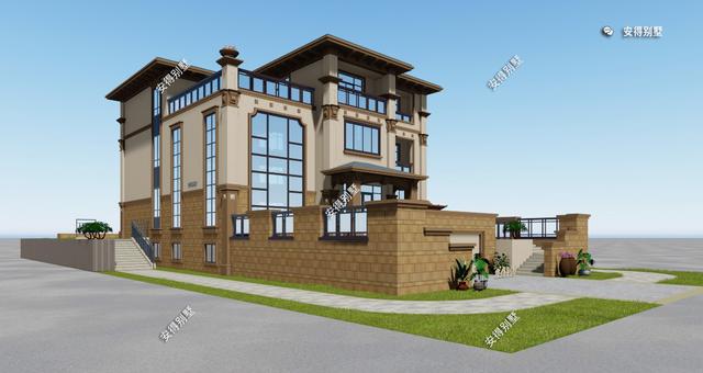 歐式別墅設(shè)計(jì)圖，這款解決了地勢(shì)高差問(wèn)題的，好看實(shí)用簡(jiǎn)直帥呆了！