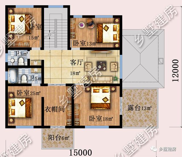 農(nóng)村三層自建別墅設(shè)計(jì)圖，車庫(kù)+套房+雙露臺(tái)，從此開啟品質(zhì)幸福生活！