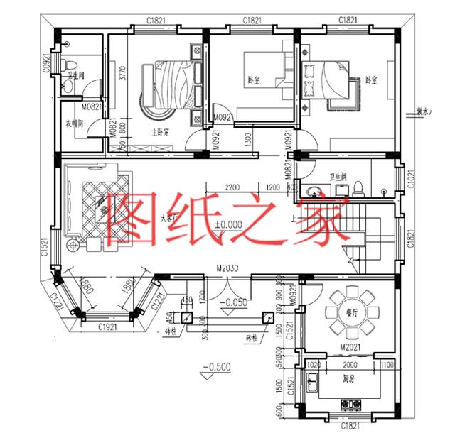 開間15米的三層別墅設(shè)計(jì)圖，美觀大氣、舒適實(shí)用，造價(jià)50萬左右！