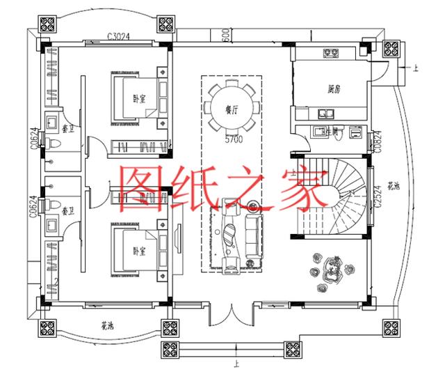 開間15米的三層別墅設(shè)計(jì)圖，美觀大氣、舒適實(shí)用，造價(jià)50萬左右！