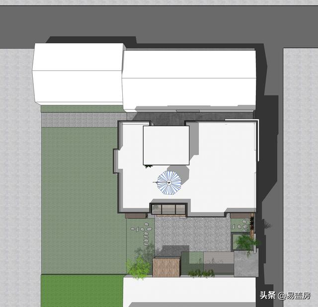 農(nóng)村別墅設(shè)計圖，平屋頂帶庭院，北京現(xiàn)代小院通透開闊，老人都稱贊