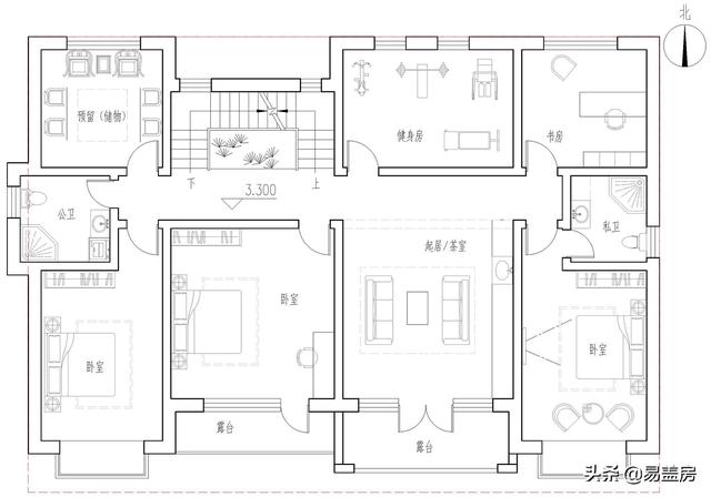 農(nóng)村別墅設(shè)計圖，平屋頂帶庭院，北京現(xiàn)代小院通透開闊，老人都稱贊