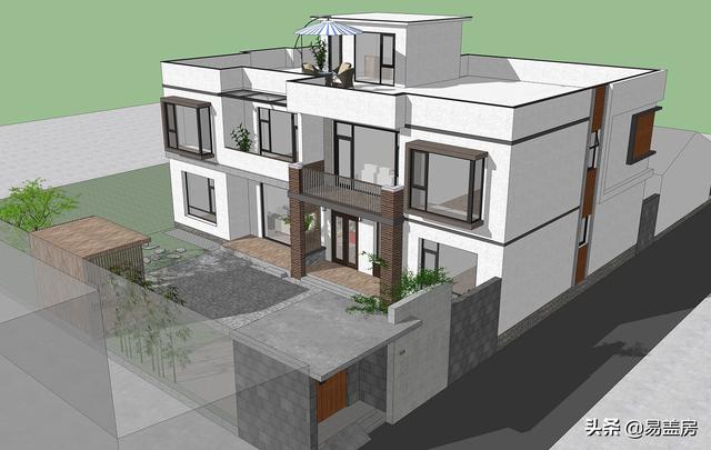 農(nóng)村別墅設(shè)計圖，平屋頂帶庭院，北京現(xiàn)代小院通透開闊，老人都稱贊