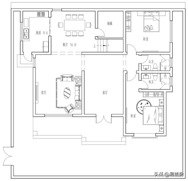 河南農(nóng)村大氣新中式別墅設(shè)計圖，3露臺7臥室庭院實用，60萬建成村內(nèi)最美