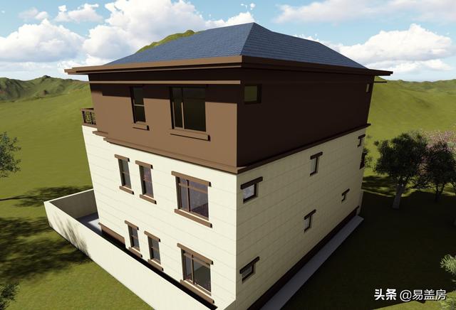 河南農(nóng)村大氣新中式別墅設(shè)計圖，3露臺7臥室庭院實用，60萬建成村內(nèi)最美