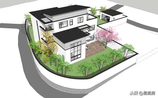 現(xiàn)代別墅設(shè)計圖，56萬帶車庫佛堂，開敞設(shè)計大氣十足，還有屋頂隔熱！