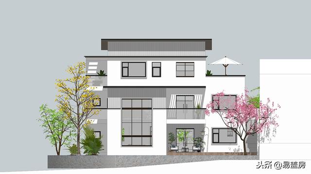 現(xiàn)代別墅設(shè)計圖，56萬帶車庫佛堂，開敞設(shè)計大氣十足，還有屋頂隔熱！