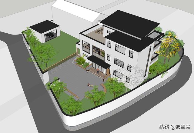 現(xiàn)代別墅設(shè)計圖，56萬帶車庫佛堂，開敞設(shè)計大氣十足，還有屋頂隔熱！