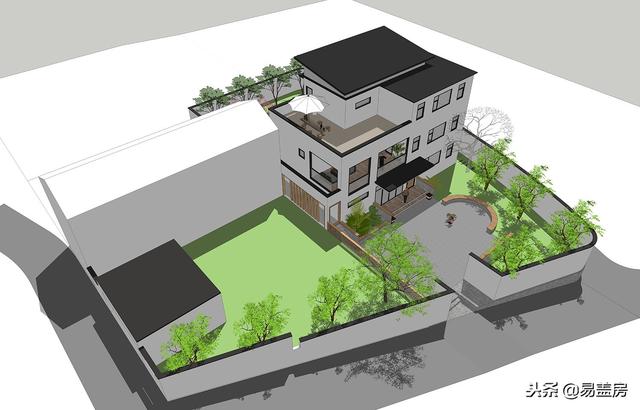 現(xiàn)代別墅設(shè)計圖，56萬帶車庫佛堂，開敞設(shè)計大氣十足，還有屋頂隔熱！