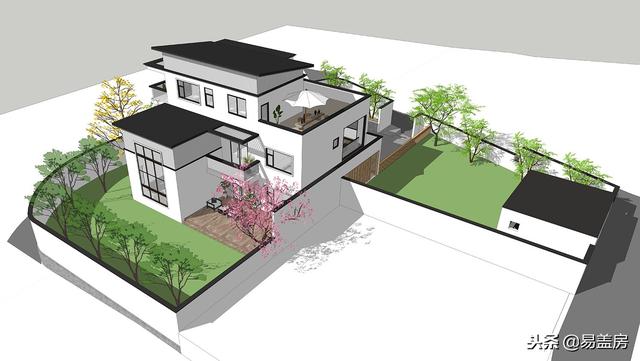 現(xiàn)代別墅設(shè)計圖，56萬帶車庫佛堂，開敞設(shè)計大氣十足，還有屋頂隔熱！