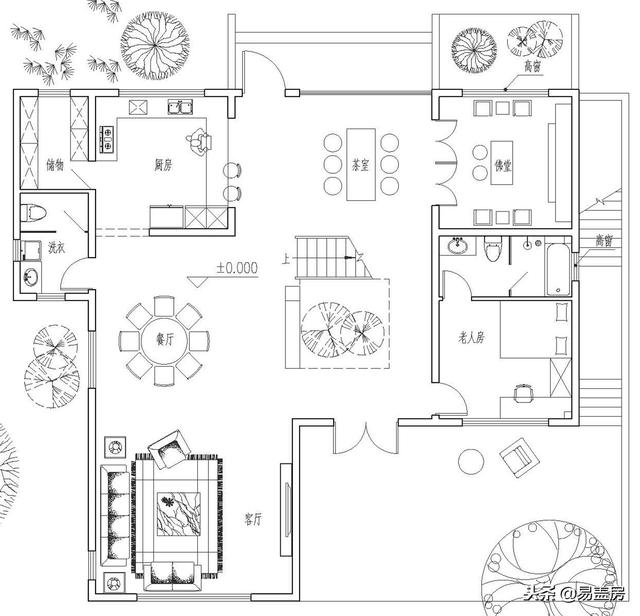 現(xiàn)代別墅設(shè)計圖，56萬帶車庫佛堂，開敞設(shè)計大氣十足，還有屋頂隔熱！