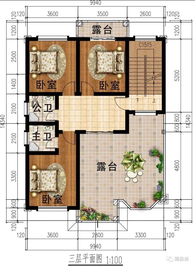 帶車庫的歐式別墅設計圖，123平34萬建，分分鐘秒殺商品房