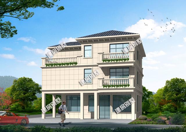 12x13.5三層簡單別墅設(shè)計圖，占地98平，二層空間超過140平