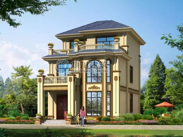 面寬8米建三層別墅設計圖，5室4廳帶堂屋造價才27萬，大氣不輸百萬別墅