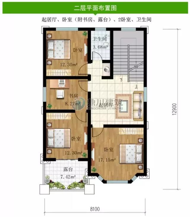 面寬8米建三層別墅設計圖，5室4廳帶堂屋造價才27萬，大氣不輸百萬別墅
