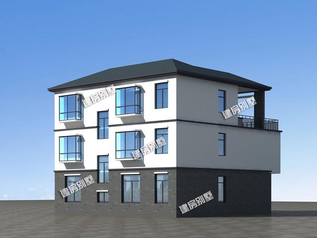 12x10.8新中式三層別墅設計圖，占地115平，頂層帶花壇，一層帶內(nèi)院車庫，