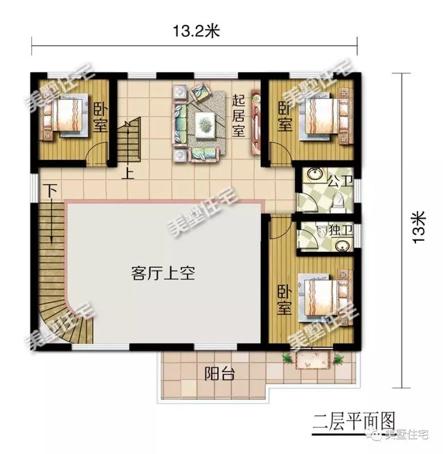 方正實用的二層小別墅設(shè)計圖，挑高客廳+中西雙廚，建議你別錯過