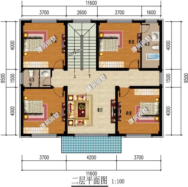 中式三層別墅設(shè)計圖，11.6x9.5米，簡單中國風(fēng)，傳統(tǒng)建筑美！