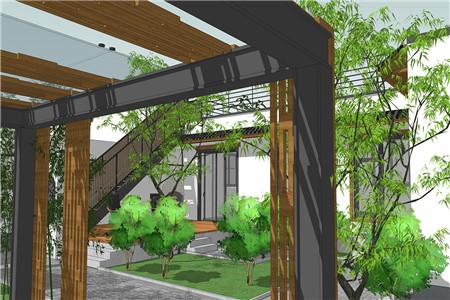 鄉(xiāng)村一層別墅設(shè)計(jì)圖，外觀小巧精致，透著中國傳統(tǒng)氣息