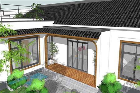 鄉(xiāng)村一層別墅設(shè)計(jì)圖，外觀小巧精致，透著中國傳統(tǒng)氣息