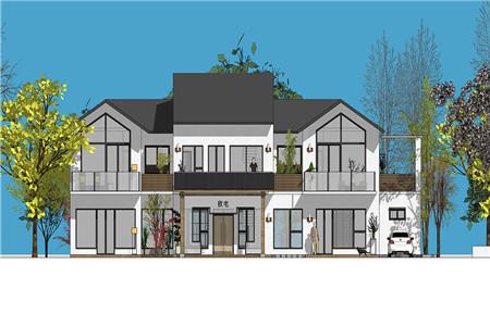 二層農(nóng)村自建別墅設(shè)計(jì)圖，整體外觀造型符合南方當(dāng)?shù)氐臍夂蛱攸c(diǎn)