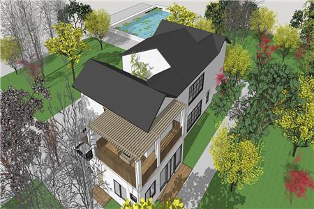 二層農(nóng)村自建別墅設(shè)計(jì)圖，整體外觀造型符合南方當(dāng)?shù)氐臍夂蛱攸c(diǎn)