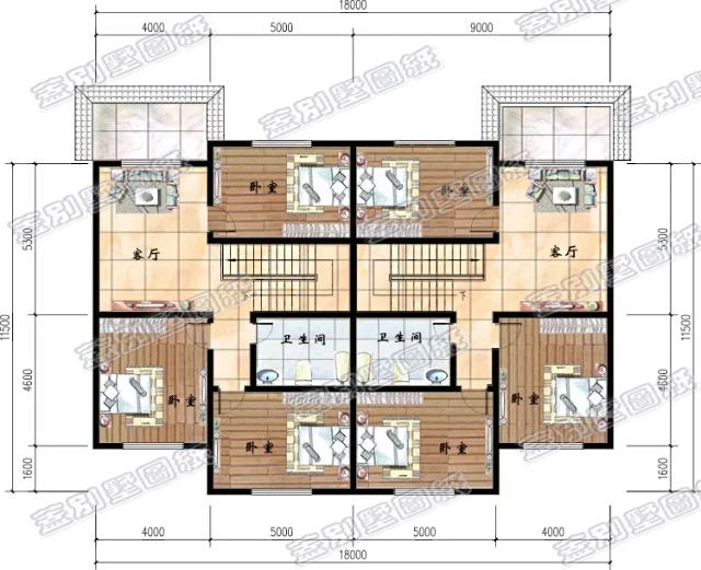 開(kāi)間12米二層雙拼別墅全套施工效果圖，簡(jiǎn)單實(shí)用，造價(jià)經(jīng)濟(jì)