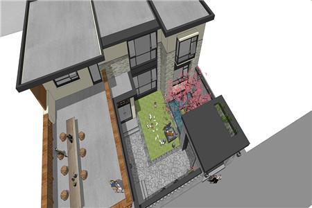 簡歐風格二層農村自建房設計圖，入戶就有一個大庭院，好生別致