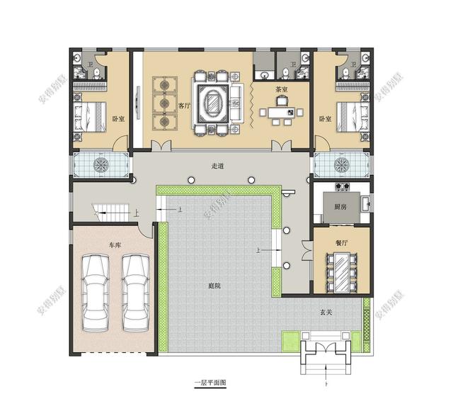 這款四合院別墅設(shè)計(jì)圖，占地面積不需要很大，小面積也可以建的精致合院別墅