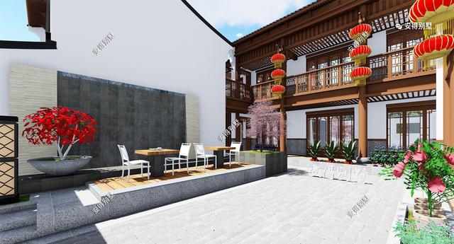 這款四合院別墅設(shè)計(jì)圖，占地面積不需要很大，小面積也可以建的精致合院別墅