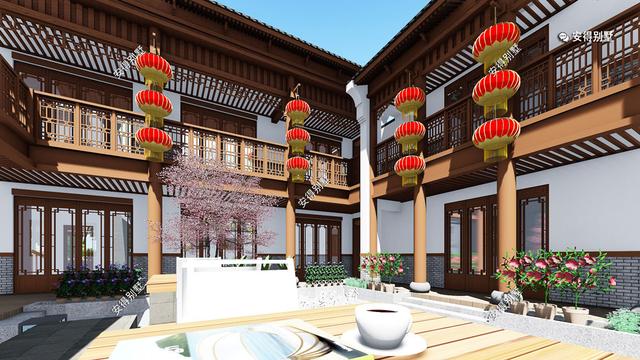 這款四合院別墅設(shè)計(jì)圖，占地面積不需要很大，小面積也可以建的精致合院別墅