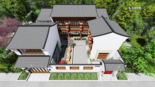 這款四合院別墅設(shè)計(jì)圖，占地面積不需要很大，小面積也可以建的精致合院別墅