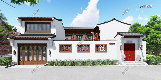 這款四合院別墅設(shè)計(jì)圖，占地面積不需要很大，小面積也可以建的精致合院別墅