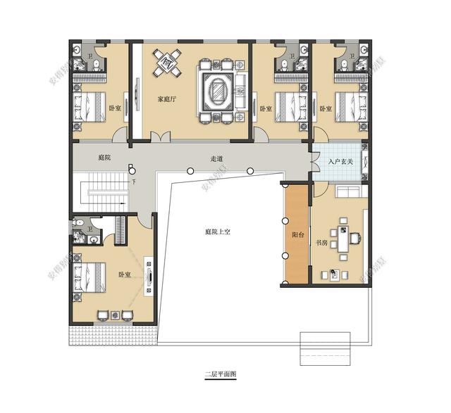 這款四合院別墅設(shè)計(jì)圖，占地面積不需要很大，小面積也可以建的精致合院別墅