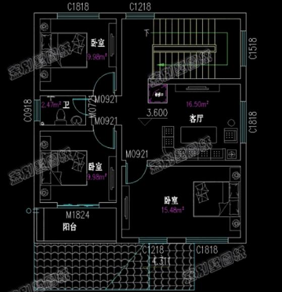 二層造價(jià)20萬農(nóng)村小別墅全套設(shè)計(jì)施工圖，采光透氣，符合農(nóng)村建房需求