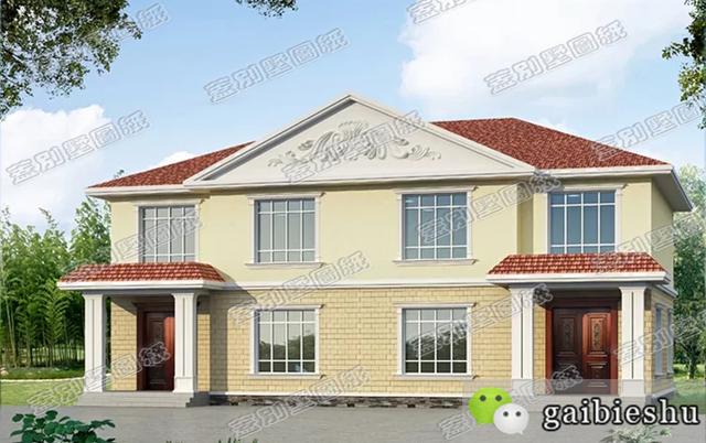 磚混結(jié)構(gòu)農(nóng)村二層雙拼別墅設(shè)計(jì)戶型，造價(jià)經(jīng)濟(jì)，實(shí)用美觀