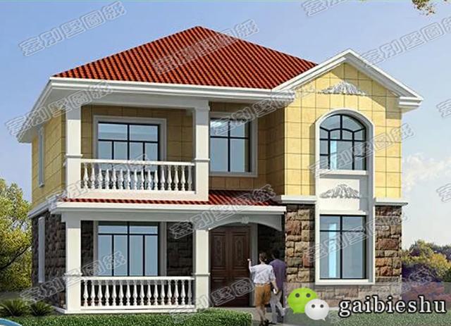 簡歐二層農(nóng)村小別墅設計圖，占地100平米左右