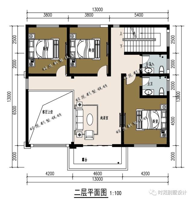 開間13米的復(fù)式三層鄉(xiāng)村別墅設(shè)計(jì)圖，7臥6衛(wèi)，建在老家很風(fēng)光