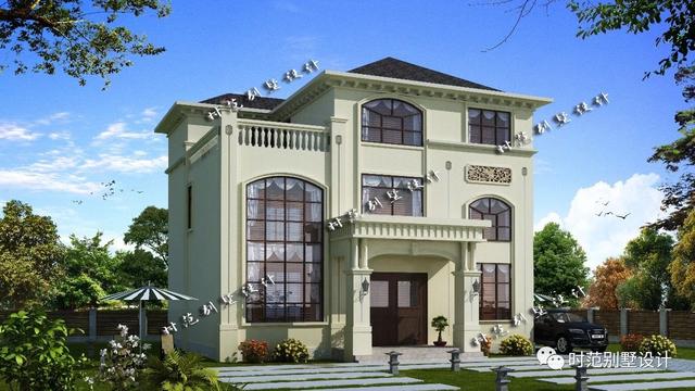 開間13米的復(fù)式三層鄉(xiāng)村別墅設(shè)計(jì)圖，7臥6衛(wèi)，建在老家很風(fēng)光