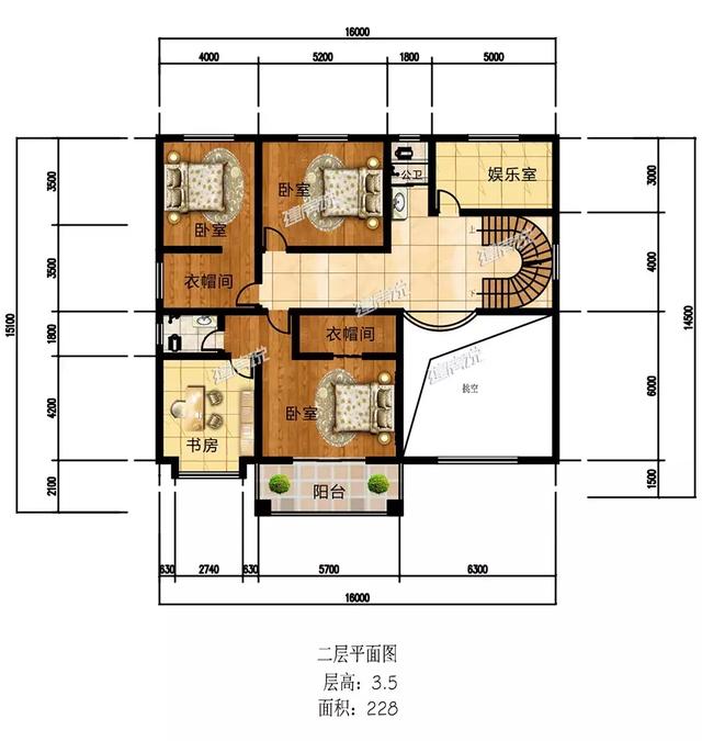 16X15三層歐式別墅設(shè)計(jì)圖，娛樂室+露臺(tái)+衣帽間，住的寬敞又舒適