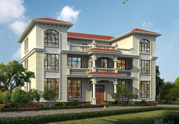 堂屋共用的三層雙拼別墅設(shè)計(jì)圖，總占地面積245平米