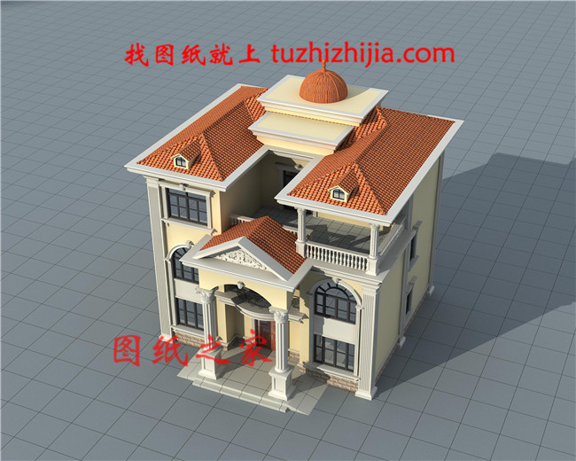 農(nóng)村實(shí)用三層樓房圖片，占地140平米左右，客廳中空