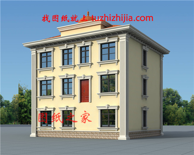 農(nóng)村實(shí)用三層樓房圖片，占地140平米左右，客廳中空