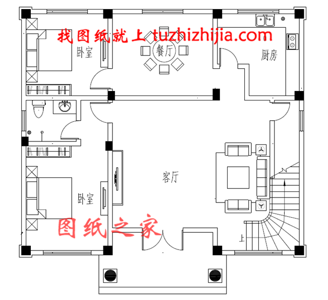 農(nóng)村實(shí)用三層樓房圖片，占地140平米左右，客廳中空