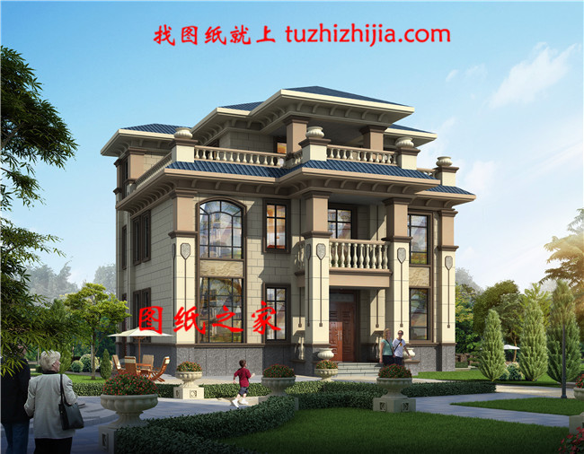 一層一戶歐式三層豪華別墅，三室兩廳一廚兩衛(wèi)一