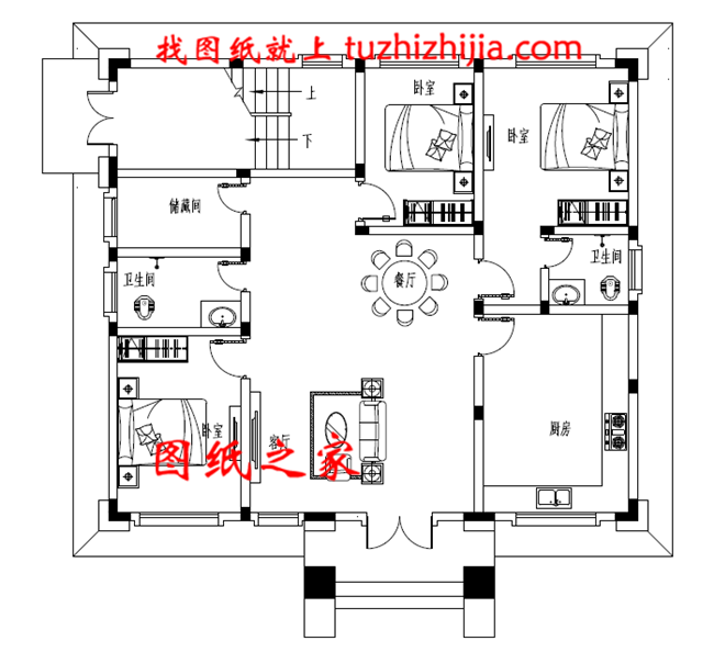 一層一戶歐式三層豪華別墅，三室兩廳一廚兩衛(wèi)一