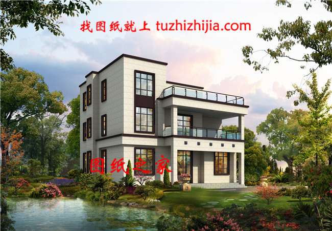 農(nóng)村現(xiàn)代三層建房子設(shè)計圖及圖片，平屋頂?shù)脑O(shè)計