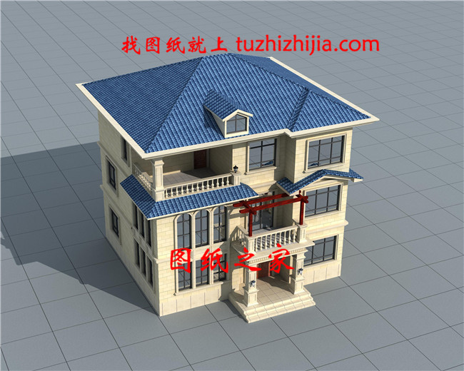 新式三層別墅設(shè)計(jì)圖，客廳中空，占地125平米左右