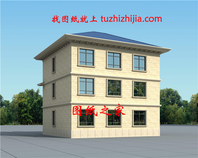 新式三層別墅設(shè)計(jì)圖，客廳中空，占地125平米左右